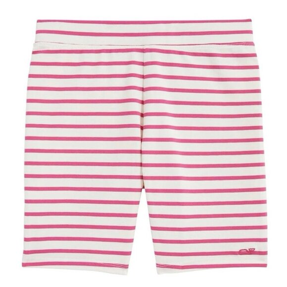 NWT Vineyard Vines Girls' Everyday Bike Short Cranberry Stripe Size Medium 10-12 - Picture 1 of 11